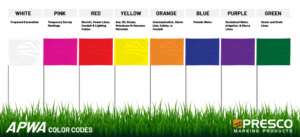 Solid Color Utility Marking Flags 2" X 3" Metal Staff Plain
