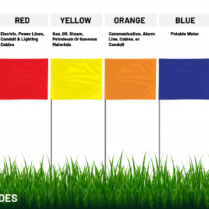 Solid Color Utility Marking Flags 2" X 3" Metal Staff Plain